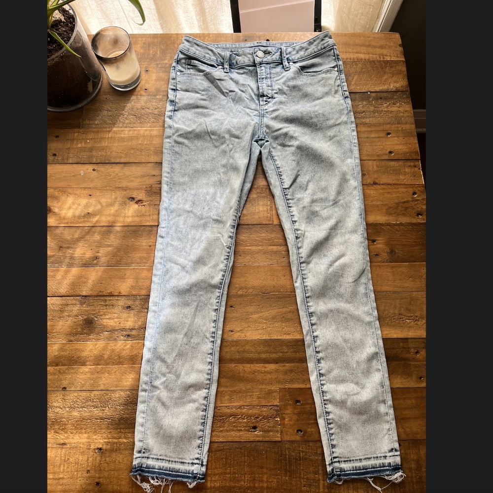 Articles of Society Suzy Acid Wash Denim Raw Hem 1980s Skinny Jeans